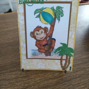 Carte anniversaire – Singe et ballon