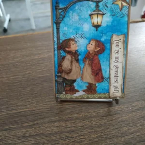 Carte de fin d’année – Lutins et réverbère